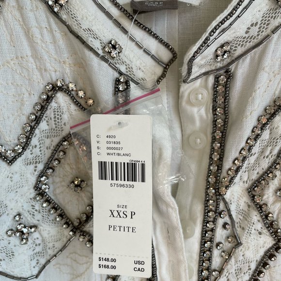 Anthropologie Embellished Rhinestone Womens Top XXSP - Picture 6 of 7